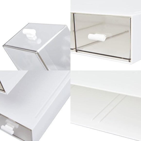 Desk Organizer with 3 Drawers, Clear Plastic Desk Storage Box, Desktop Organizat - Picture 5 of 7